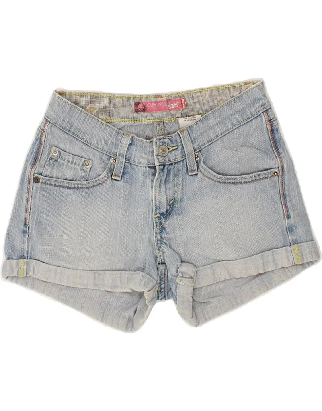 Elegant Outline LEVI'S Womens Curvy Fit Denim Shorts W27 Medium Blue Cotton