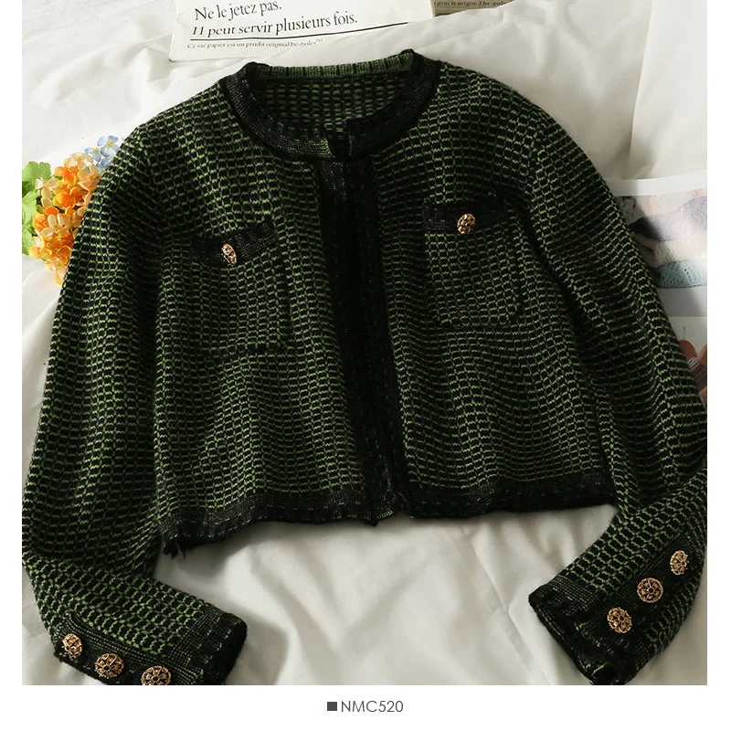 Perfect Tailoring Hong Kong retro short slim round neck sweater for women  2074