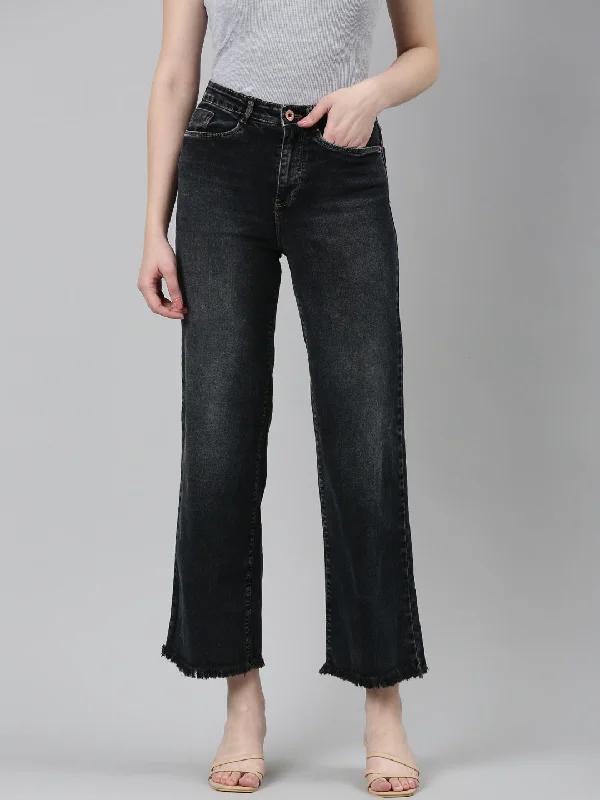 Casual Street Women Charcoal Solid Mom Fit Denim Jeans
