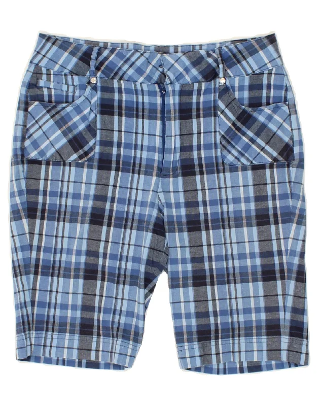 Exquisite Embroidery IZOD Womens High Waist Bermuda Shorts US 10 Large W28 Blue Check Cotton Exquisite Embroidery IZOD Womens High Waist Bermuda Shorts US 10 Large W28 Blue Check Cotton