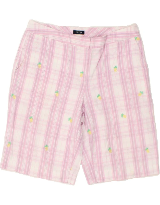 Sports Design IZOD Womens Chino Shorts US 8 Medium W30 Pink Check Cotton