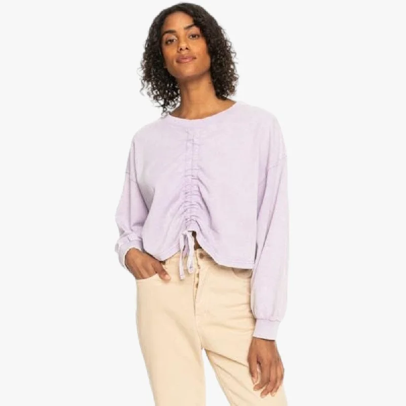 Sports Cool Roxy Womens Night Rain Crooped Sweater Purple Rose