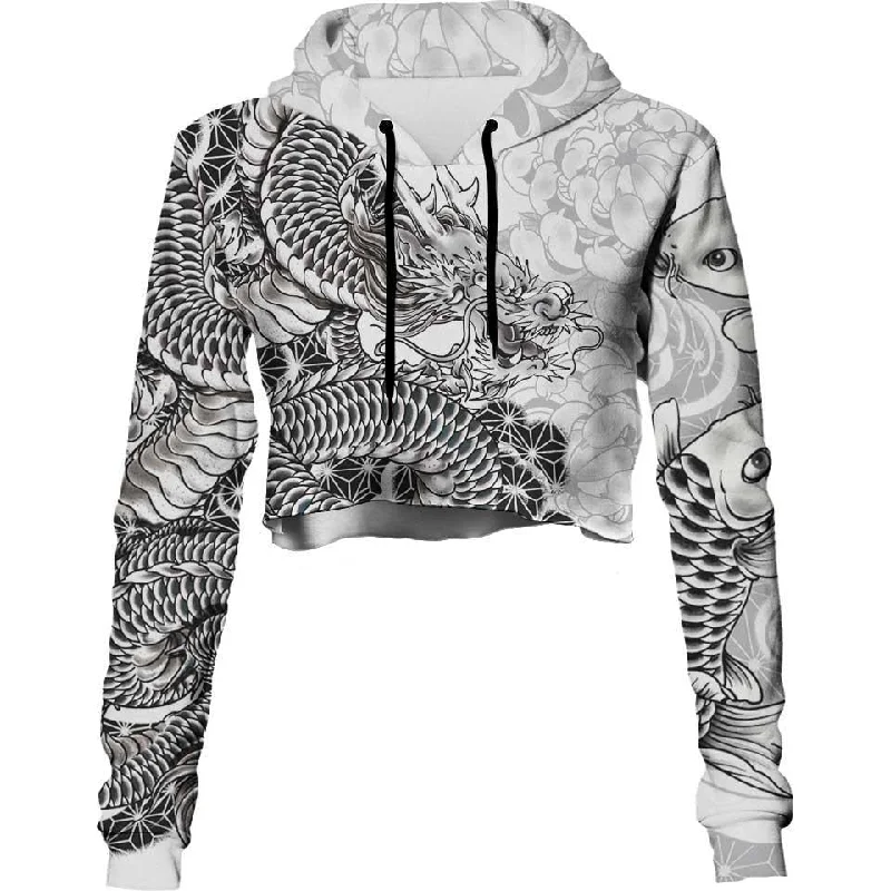 Unique prints Ryu Crop Hoodie