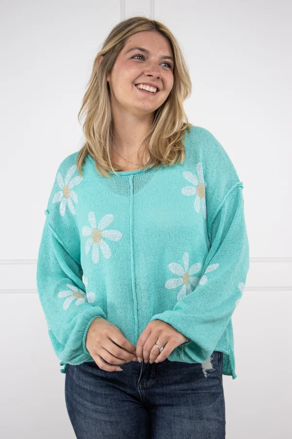 Warm and substantial Paradise of Petals Women's Floral Balloon Sleeve Sweater