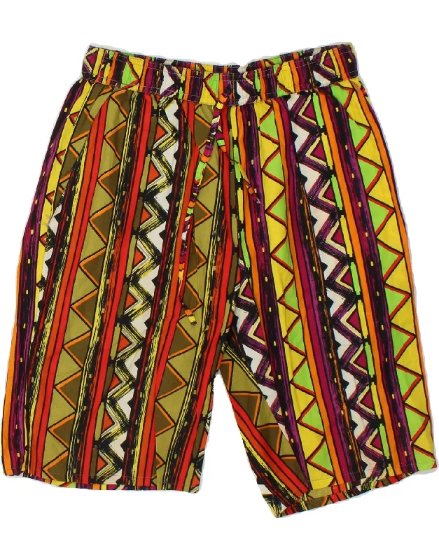 Retro Skirt Design VINTAGE Womens Casual Shorts Large W32 Multicoloured Geometric Cotton Retro Skirt Design VINTAGE Womens Casual Shorts Large W32 Multicoloured Geometric Cotton