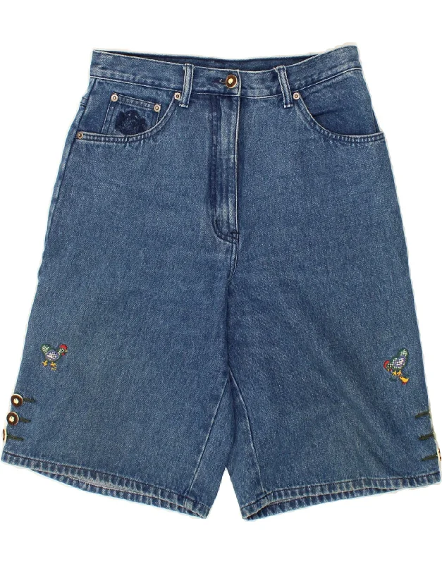 Breathable Style HAMMERSCHMID Womens High Waist Denim Shorts UK 12 Medium W28 Blue Cotton