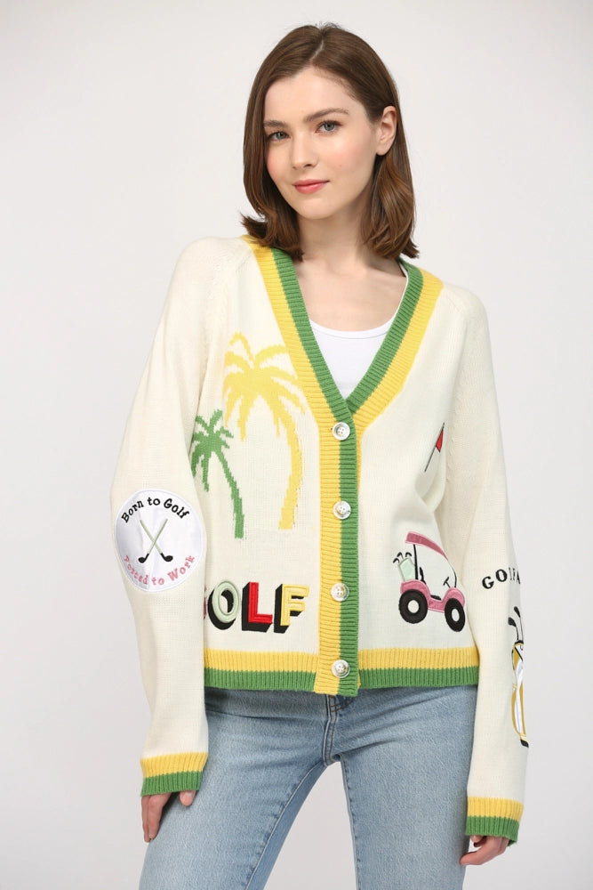 Exquisite workmanship Par Tee Cardigan- Cream Multi