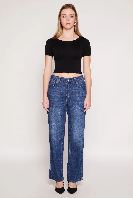 Unique Design WAX Whiskered Wide Leg Jeans