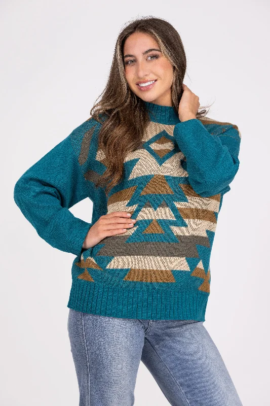 Free and comfortable To the Mountain's Peak Women's Modern Mock Neckline Sweater