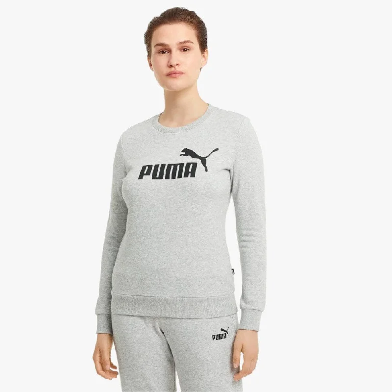 Cute Style Puma Womens Ess Logo Crew Neck Fl Light Gray Heather
