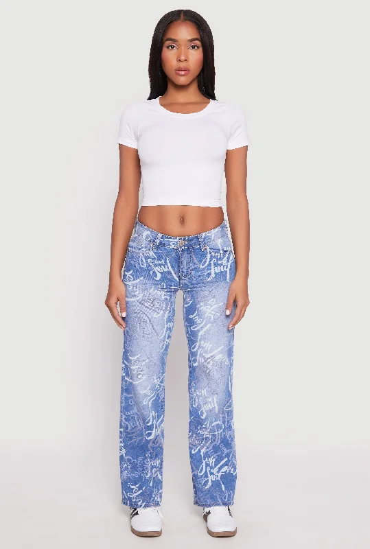 Exquisite Fabrics VIP Graffiti Print Jeans