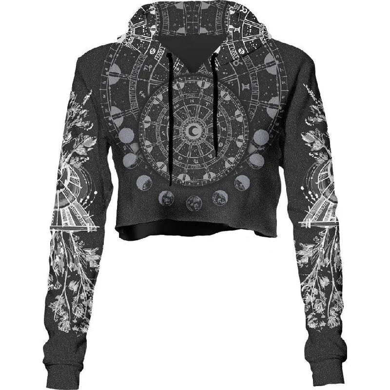 Round neck design Moon Magic Crop Hoodie