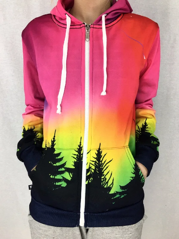 Retro Literary Style Forest Galaxy Unisex Zip Hoodie