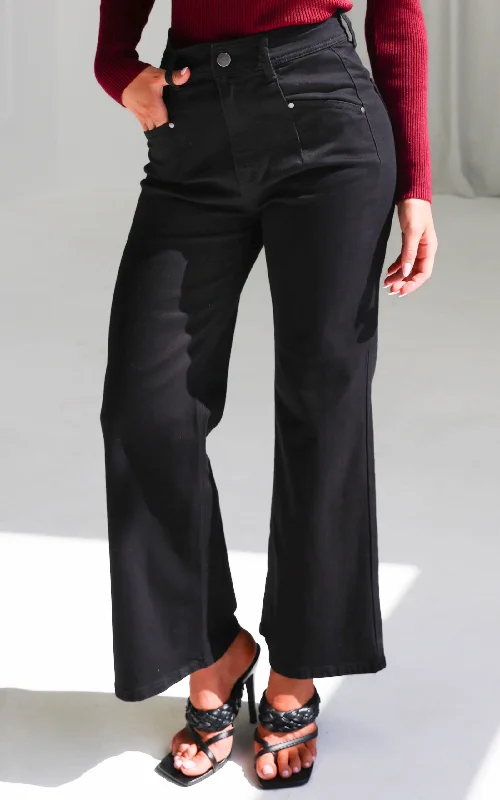 Single item design Kalino Wide Leg Jeans - Black