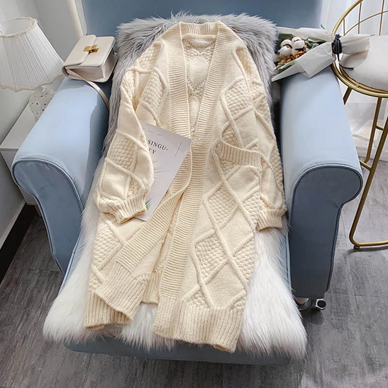 Comfortable Fashion Sweater cardigan female loose lazy wind thickened thick thread twist  4933