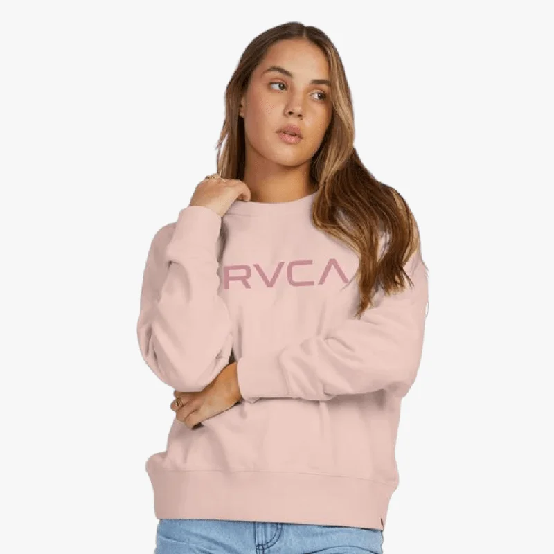 Casual Style Rvca Womens Big Logo Crew Sweater Blush