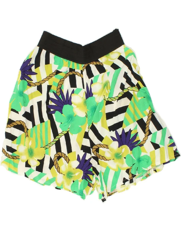 Simple Style VINTAGE Womens High Waist Shorts W28 Medium Grey Floral