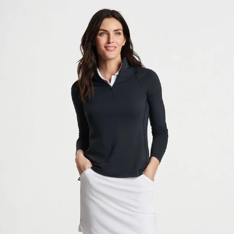 Casual And Casual Peter Millar Women's Raglan Sleeve Perth Layer Quarter-Zip Pullover Sweater - Black*