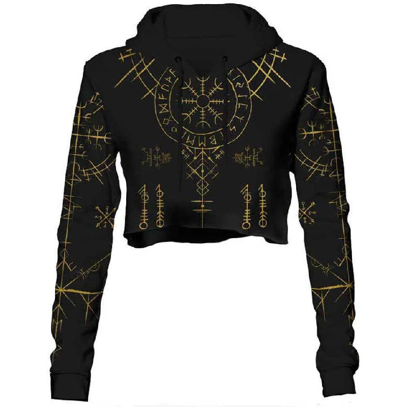 Short Design Helm of Awe Crop Hoodie