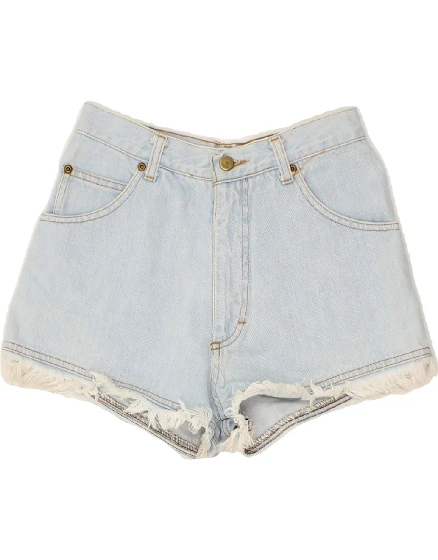 Lounge Chic VINTAGE Womens High Waist Denim Shorts IT 42 Medium W26 Blue Cotton