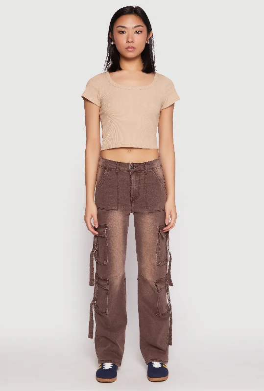 Casual And Comfortable VIP Low Rise Tabbed Cargo Pocket Jeans