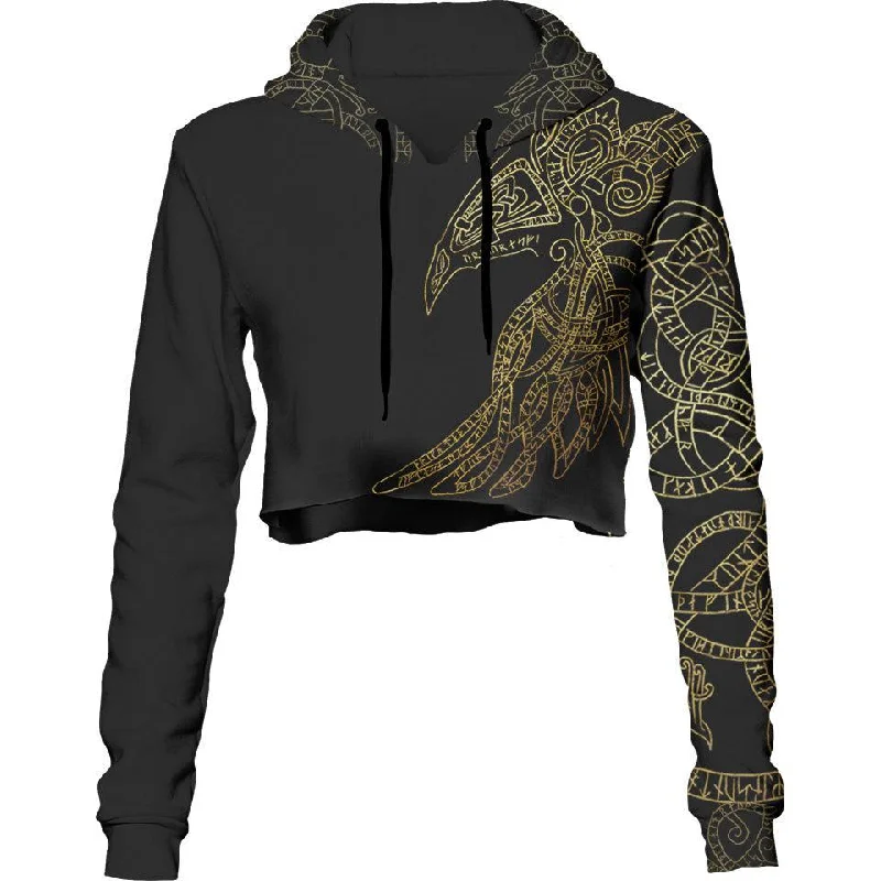 Bottom And Versatile Raven God Crop Hoodie