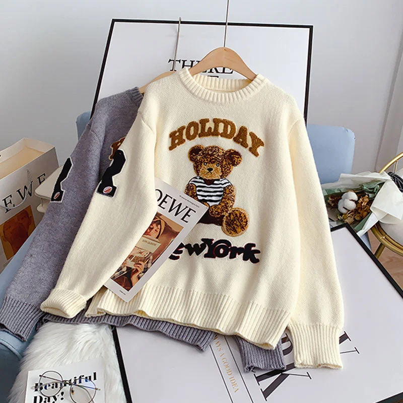 Lazy Style Bear sweater loose, lazy, foreign style, versatile sweater  4915