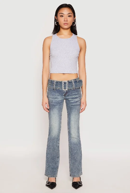 Exclusive Customization Madden Girl Belted Front Boot Cut Jeans