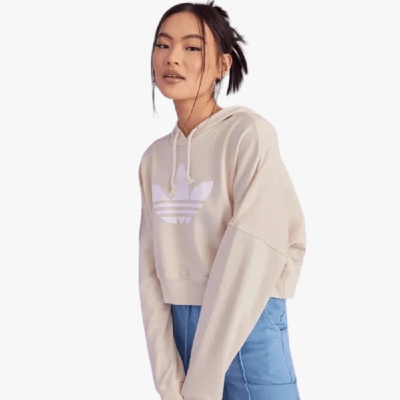 Lively And Youthful adidas Womens Cropped Hoodie Beige