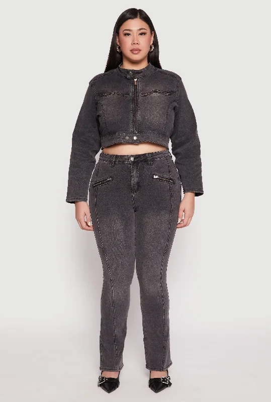 Printing decoration Plus Size Almost Famous Boot Cut Jeans