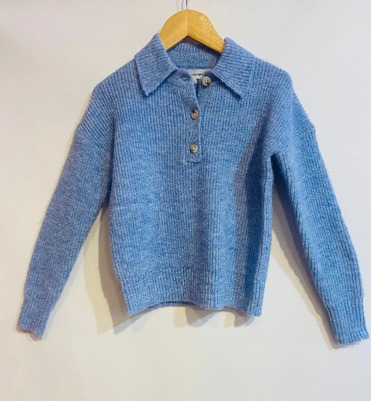 Creative Prints Blue Lottie Pullover Henley Sweater
