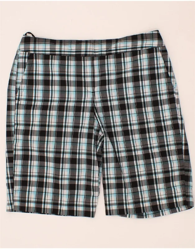 Retro Fashion IZOD Womens Bermuda Shorts US 10 Large W34 Black Check Polyester