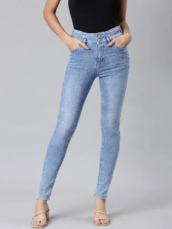 Beautiful Romance Women Blue Solid Straight Fit Denim Jeans