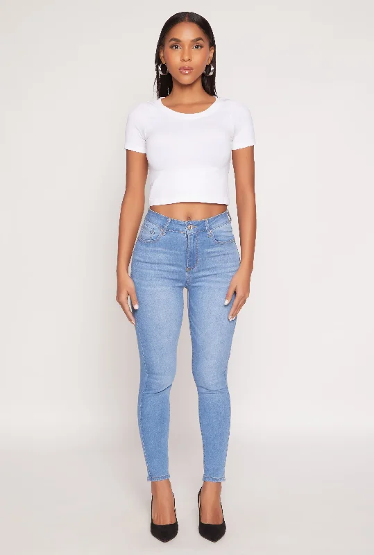Unique Design WAX Stretch High Waisted Skinny Jeans