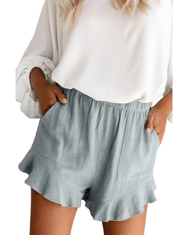 Trendy Traveler Azura Exchange High Waist Ruffle Shorts with Pockets - S