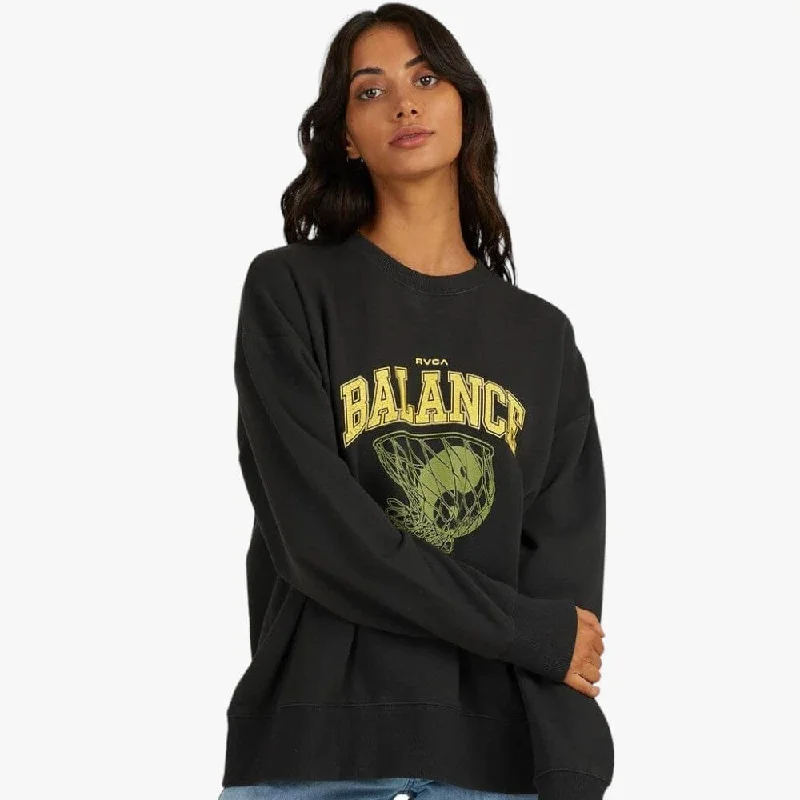 Cool Breeze At Night Rvca Womens Hoops Crew Sweater Pirate Black