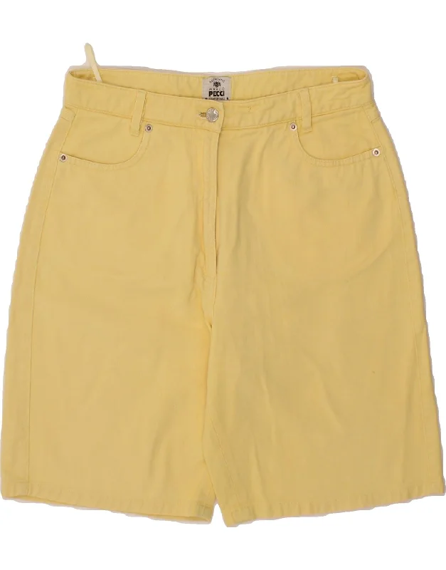 Quality Tailoring VINTAGE Womens Casual Shorts IT 42 Medium W30  Yellow Cotton