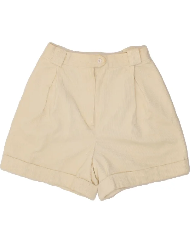 Fashion Design VINTAGE Womens High Waist Corduroy Casual Shorts W30 Medium Beige