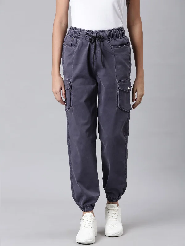 Celebrity Style Women Violet Solid Regular Fit Denim Jeans