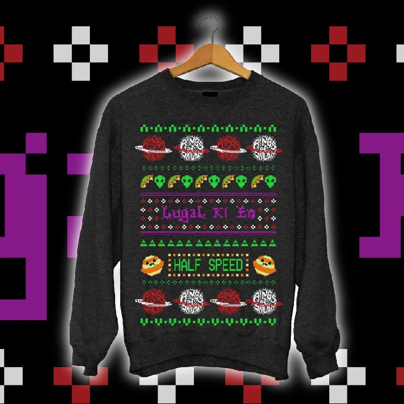 Exquisite Design Rings of Saturn ""Half Speed Holiday" Ugly Christmas Sweater" Crewneck Sweatshirt