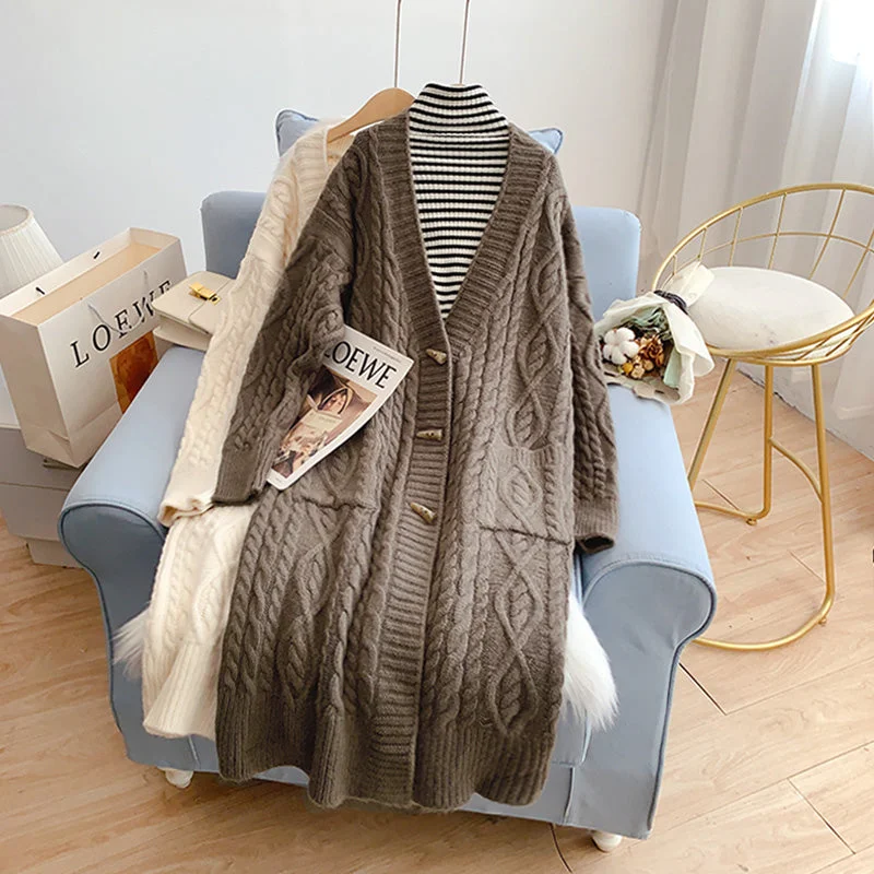 Fashion Style Lazy wind twist long sweater coat female  4927