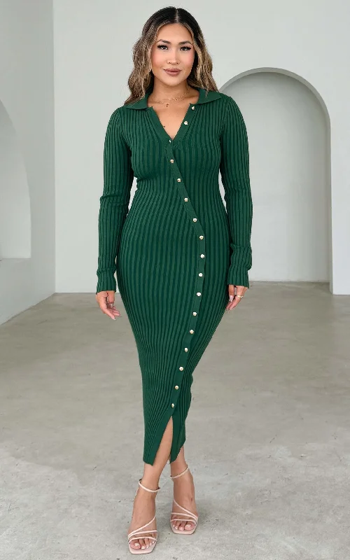 Celebrity Picks Sidney Knit Midi Dress - Emerald