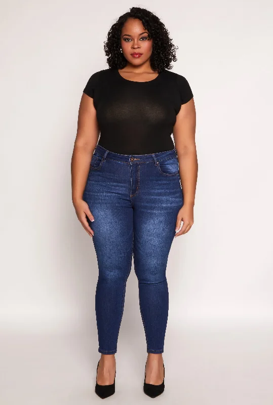 Sports litigation style Plus Size WAX High Waisted Skinny Jeans