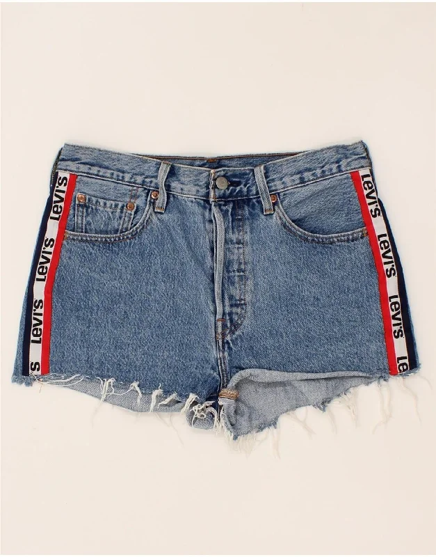 Comfy Chic LEVI'S Womens 501 Graphic Denim Shorts W28 Medium Blue Cotton