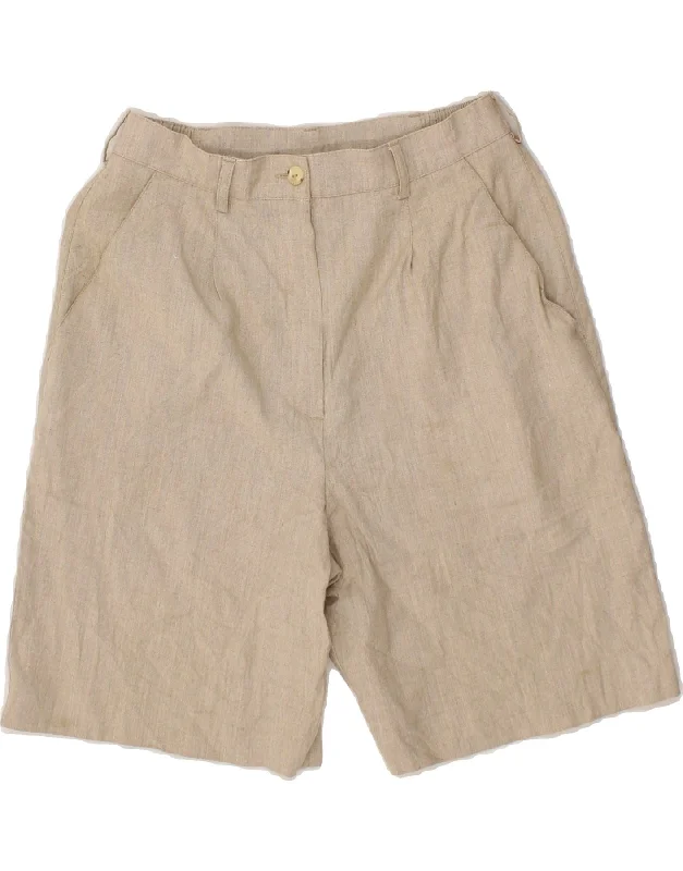 Simple Design VINTAGE Womens High Waist Casual Shorts US 10  Large W30  Beige Rayon