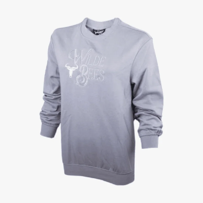 Knowledge And Elegance Wildebees Womens Curly Embroider Crew Sweater Seafoam