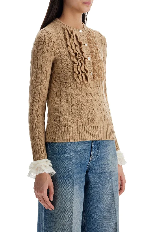 Boutique display Valentino Garavani Beige And Ivory Cable Knit Crew Neck Sweater