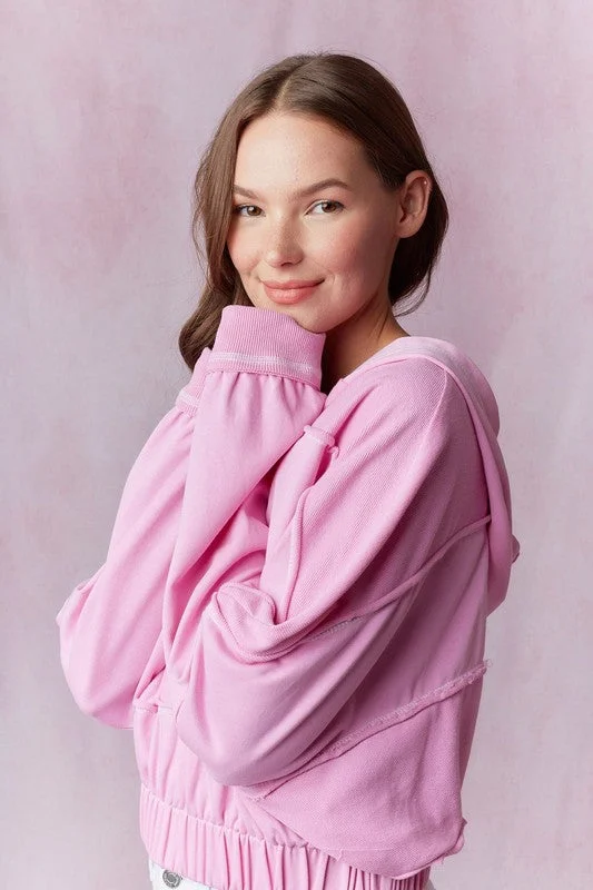Celebrity Picks French Terry Cut Edge Detailed Hooded Sweatshirt