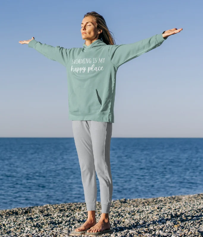 Simple research Swimming Is My Happy Place Organic Cotton Hoodie