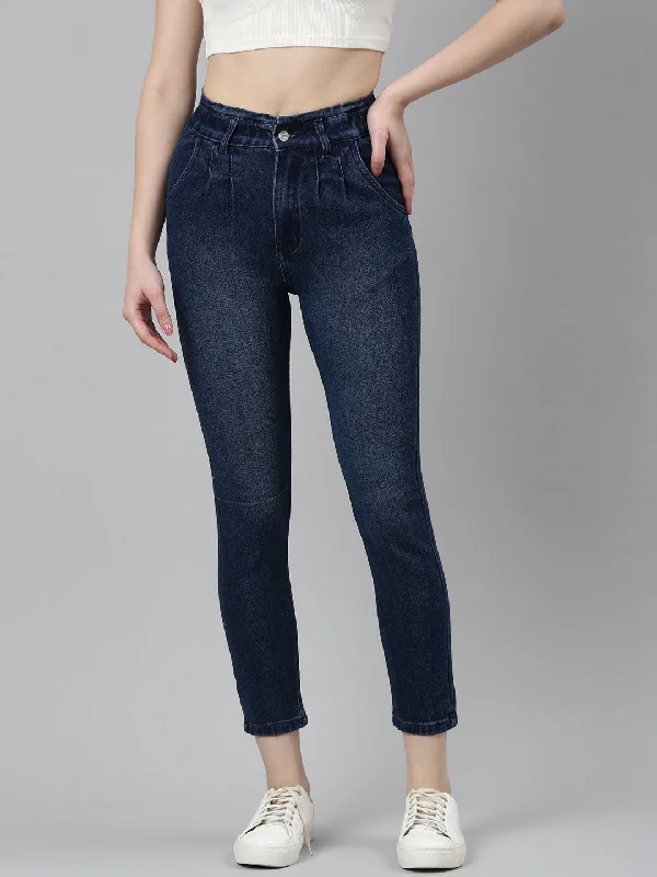 Warm Atmosphere Women Blue Solid Slim Fit Denim Jeans